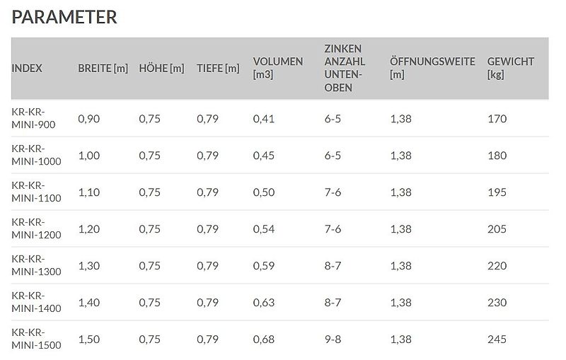 KREATEC Krokodil/Dungzange MINI für Hoflader, Zinken FSDT und Hardox 500