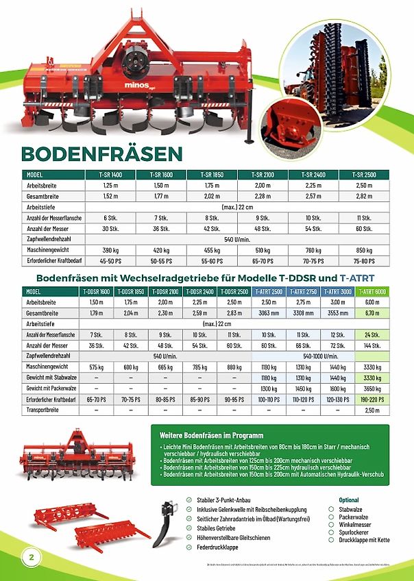 Minos Agri Bodenfräse T-SR-1600