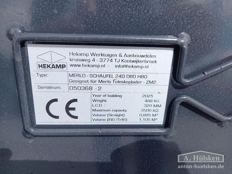 Hekamp Erdschaufel 240 x 80 x 80 cm f. Merlo ZM2 Aufnahme